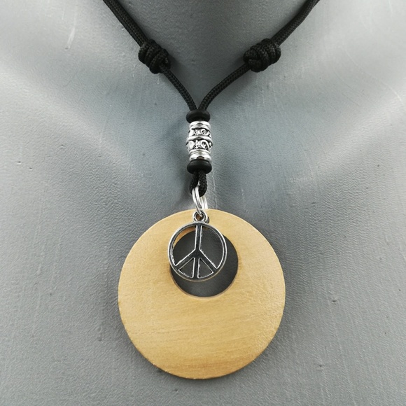 Klever Klipz Jewelry - Handmade, Wooden and Silver Peace Sign Necklace